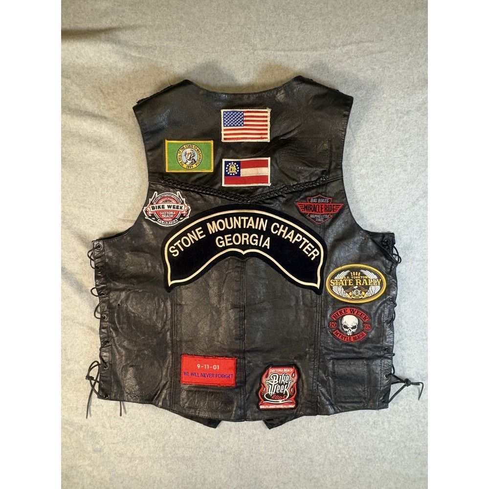 Vintage Hudson leather vest Harley Davidson XL Patches - Picture 2 of 4